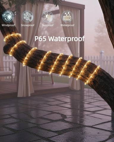 LightSeek cadena solar 33 ft, 8 modos para escenas versátiles.