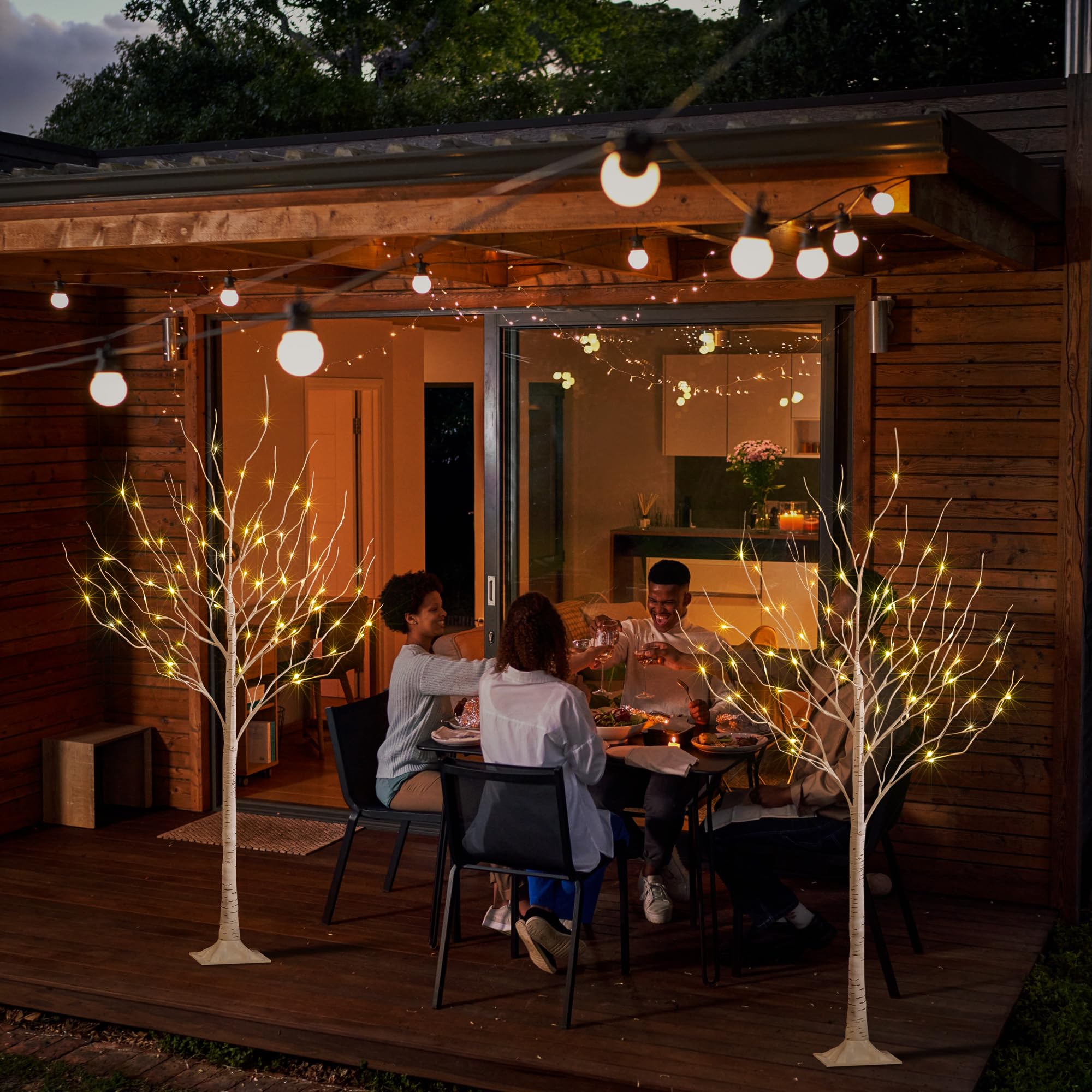 LIGHTSHARE Árbol de abedul con extensión de 16 pies para mayor alcance.