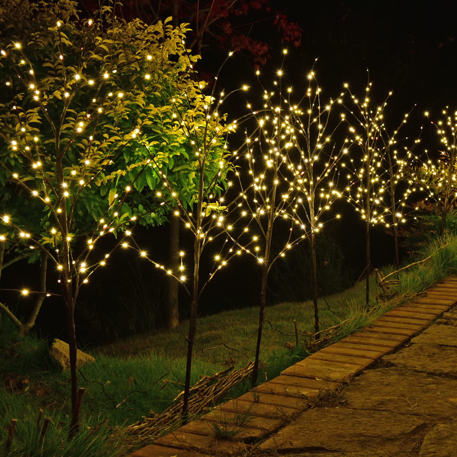 LIGHTSHARE conjunto de tres ramas de abedul con LED para decoración estacional