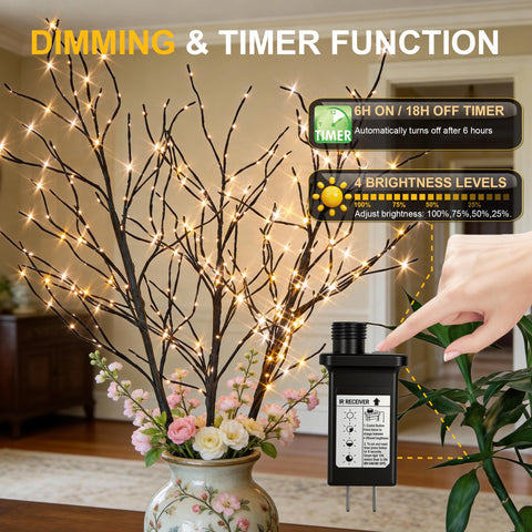 LIGHTSHARE ramas de abedul para interior con temporizador y decoración versátil