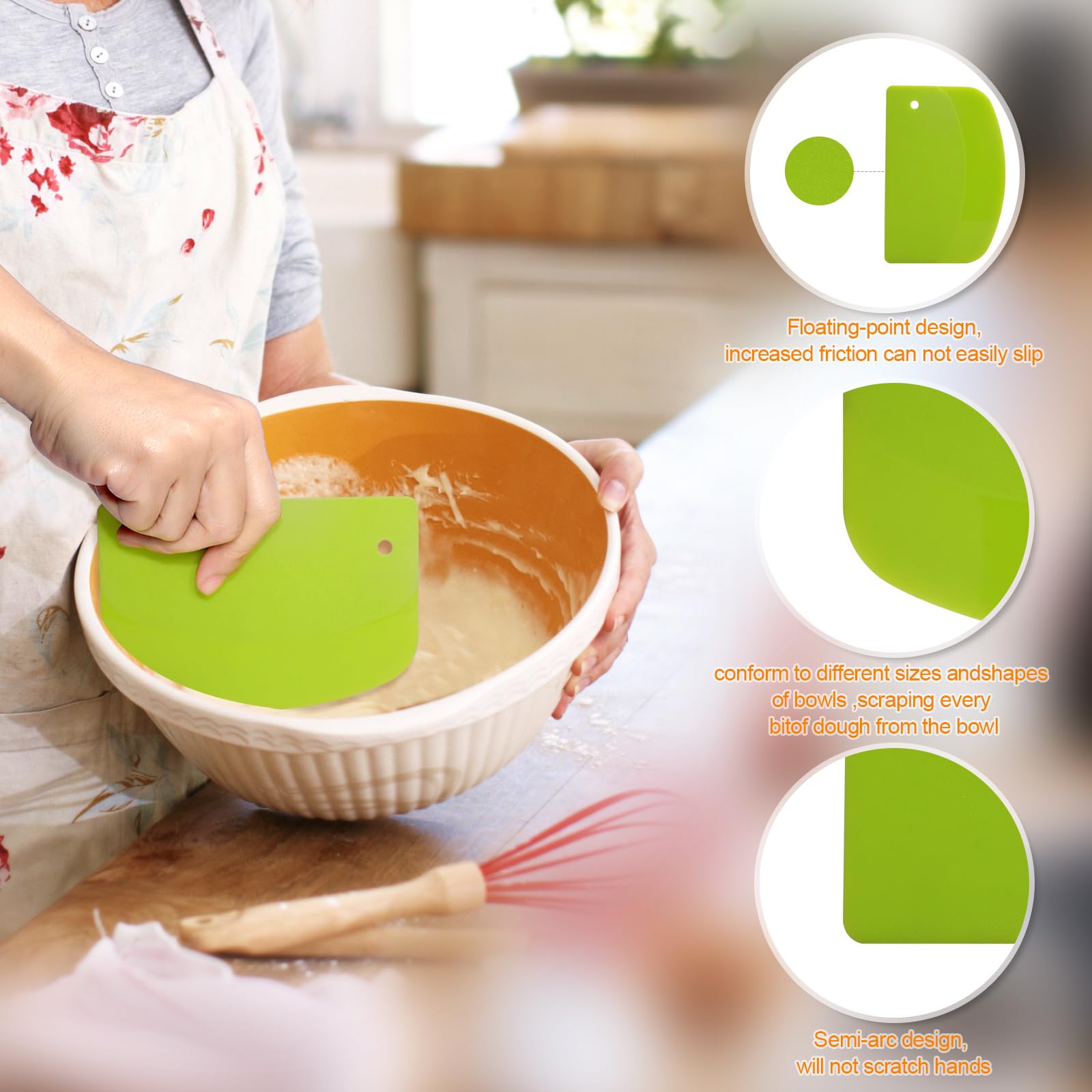 LKbeuuu rascador de bol con canto curvo facilita raspar y repartir la mezcla.