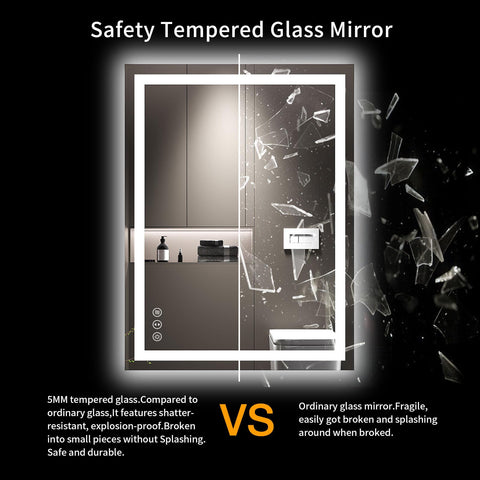 LOAAO Espejo de baño listo para instalación empotrada o enchufable.