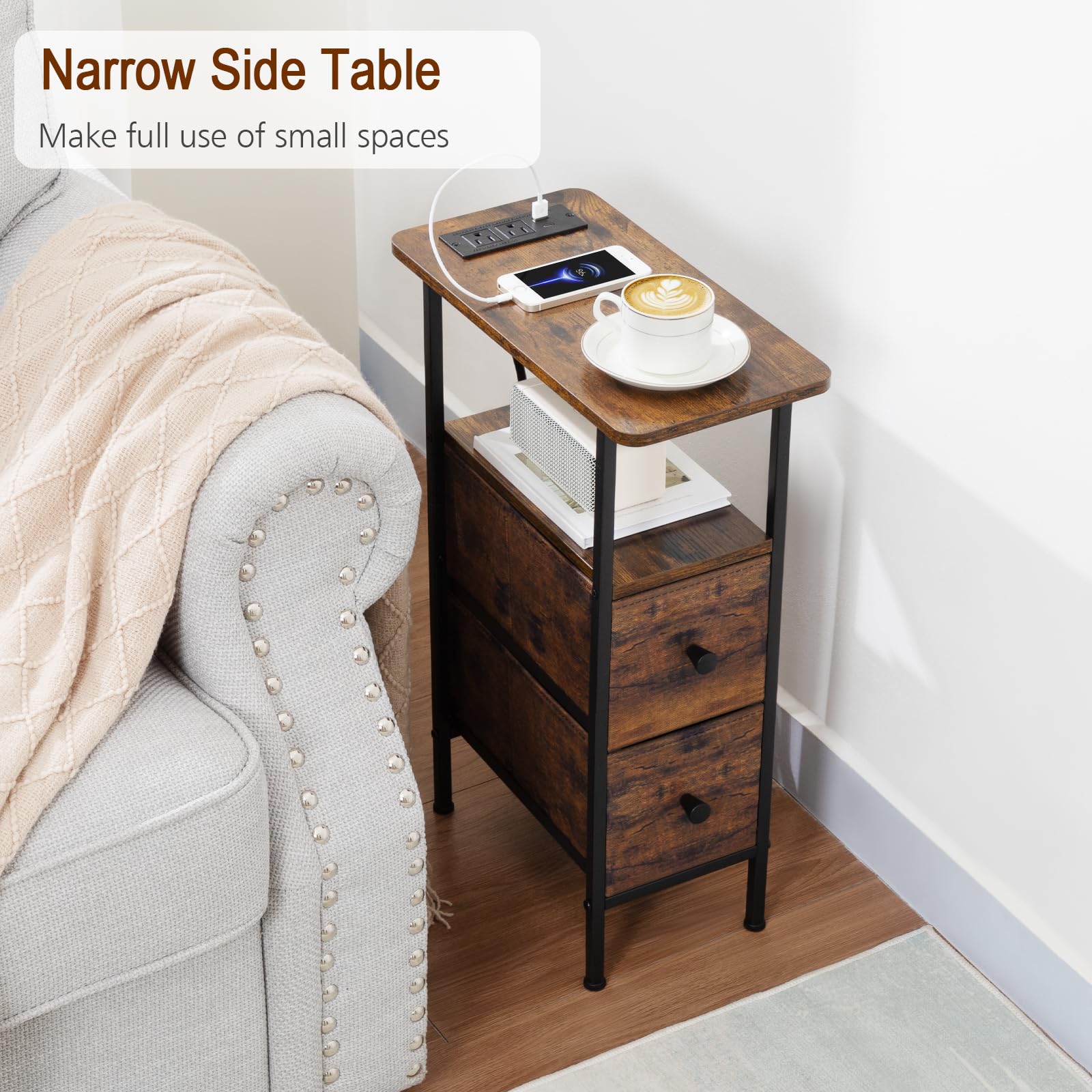 Estación de carga LOAKEKEL con puerto USB Tipo-C y dos tomas para mayor comodidad.