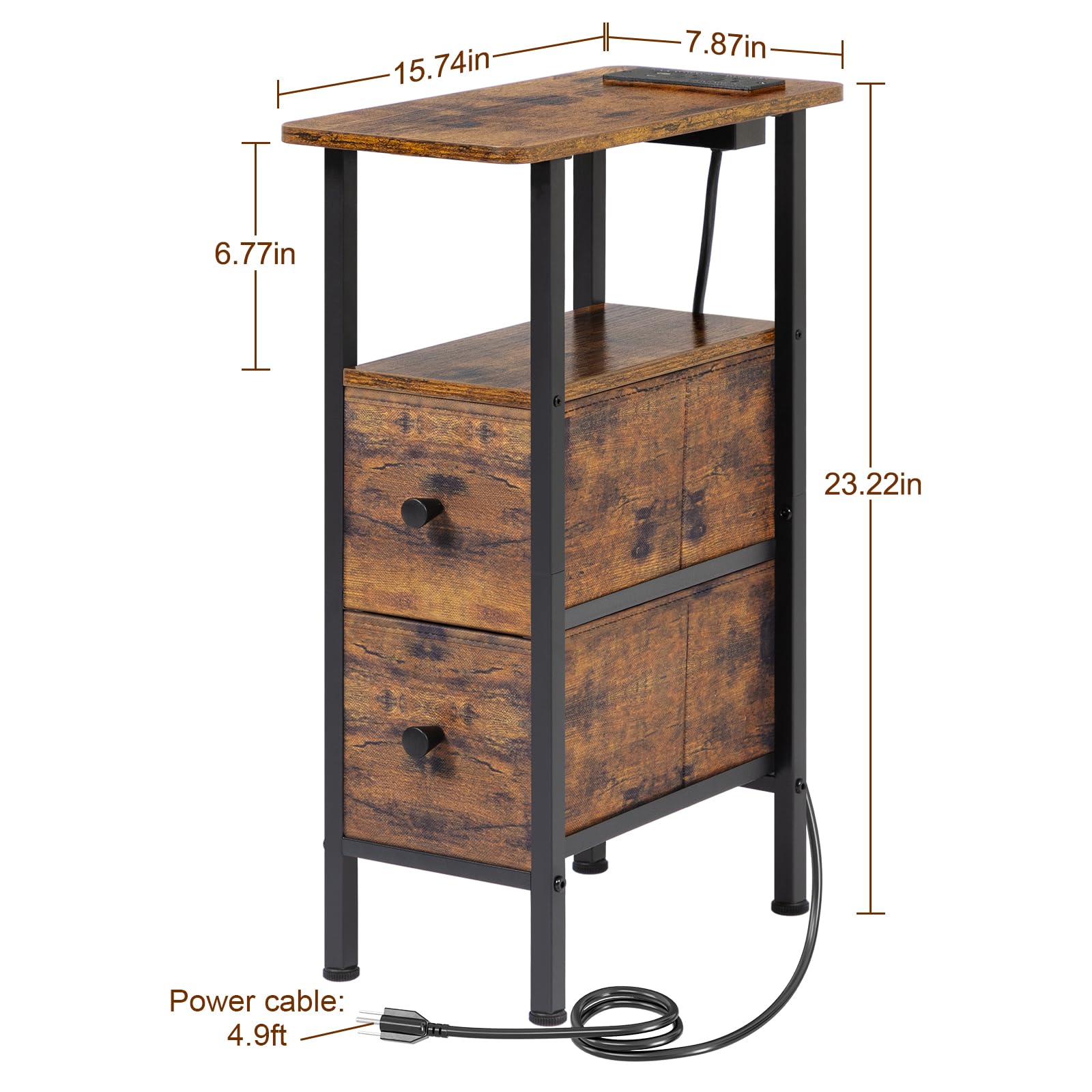 Mesita de noche LOAKEKEL con dos cajones para almacenamiento discreto.