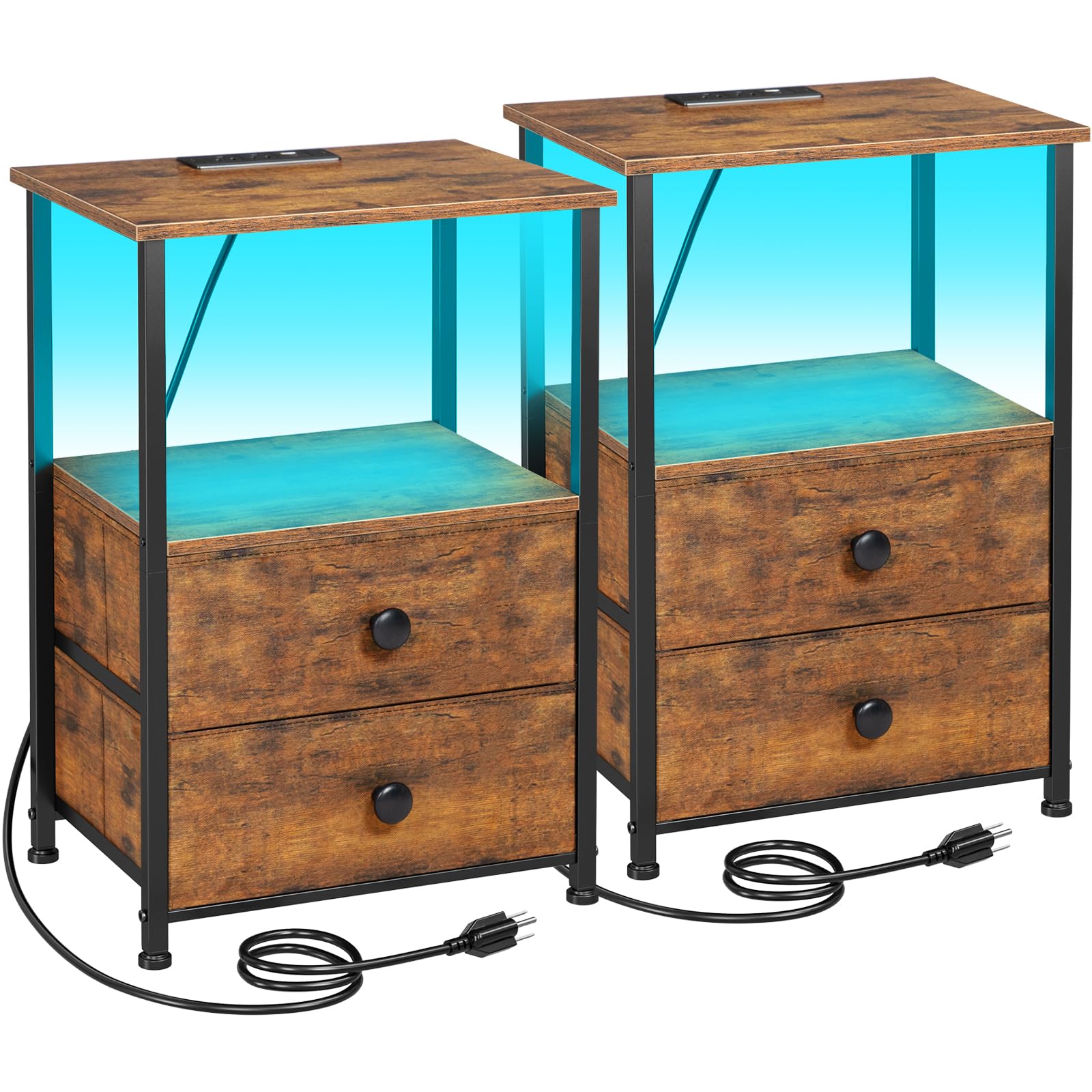 LOAKEKEL mesita de noche con iluminación RGB para crear ambiente acogedor