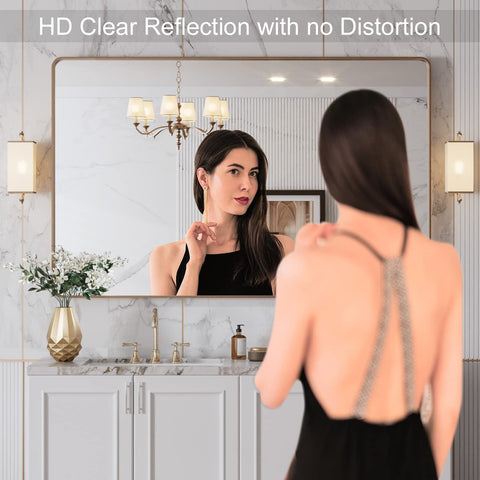 LOAAO espejo dorado, marco cepillado que aporta elegancia.