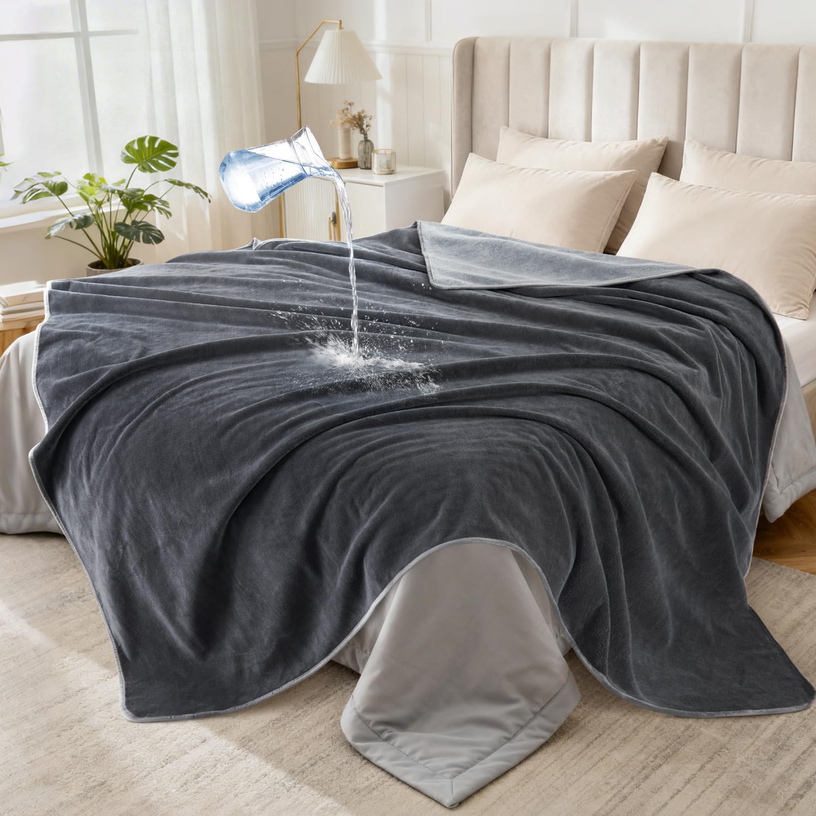 Manta LOOBANI impermeable doble cara protege muebles ante derrames.
