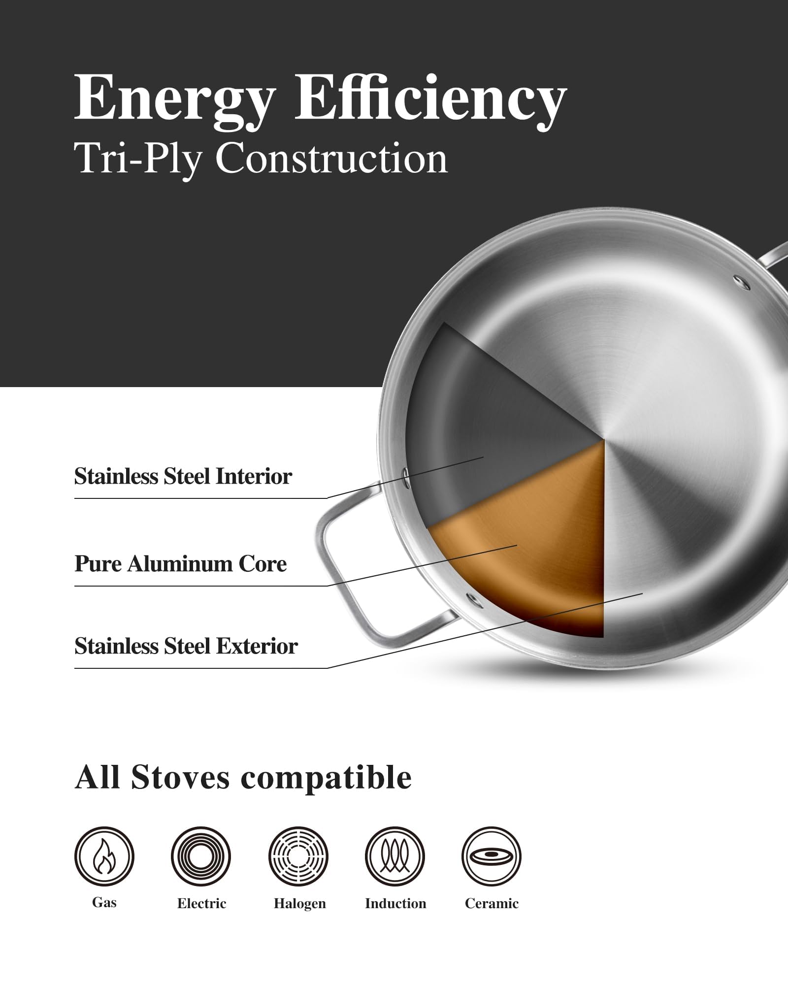 Mango ergonómico y diseño estable para manejo cómodo.