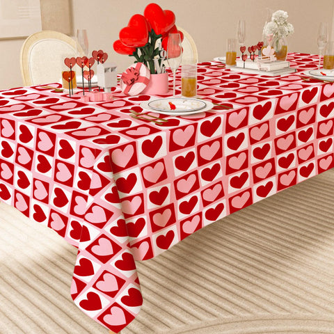 Mantel valentines-tablecloth lavable a máquina para limpieza fácil.