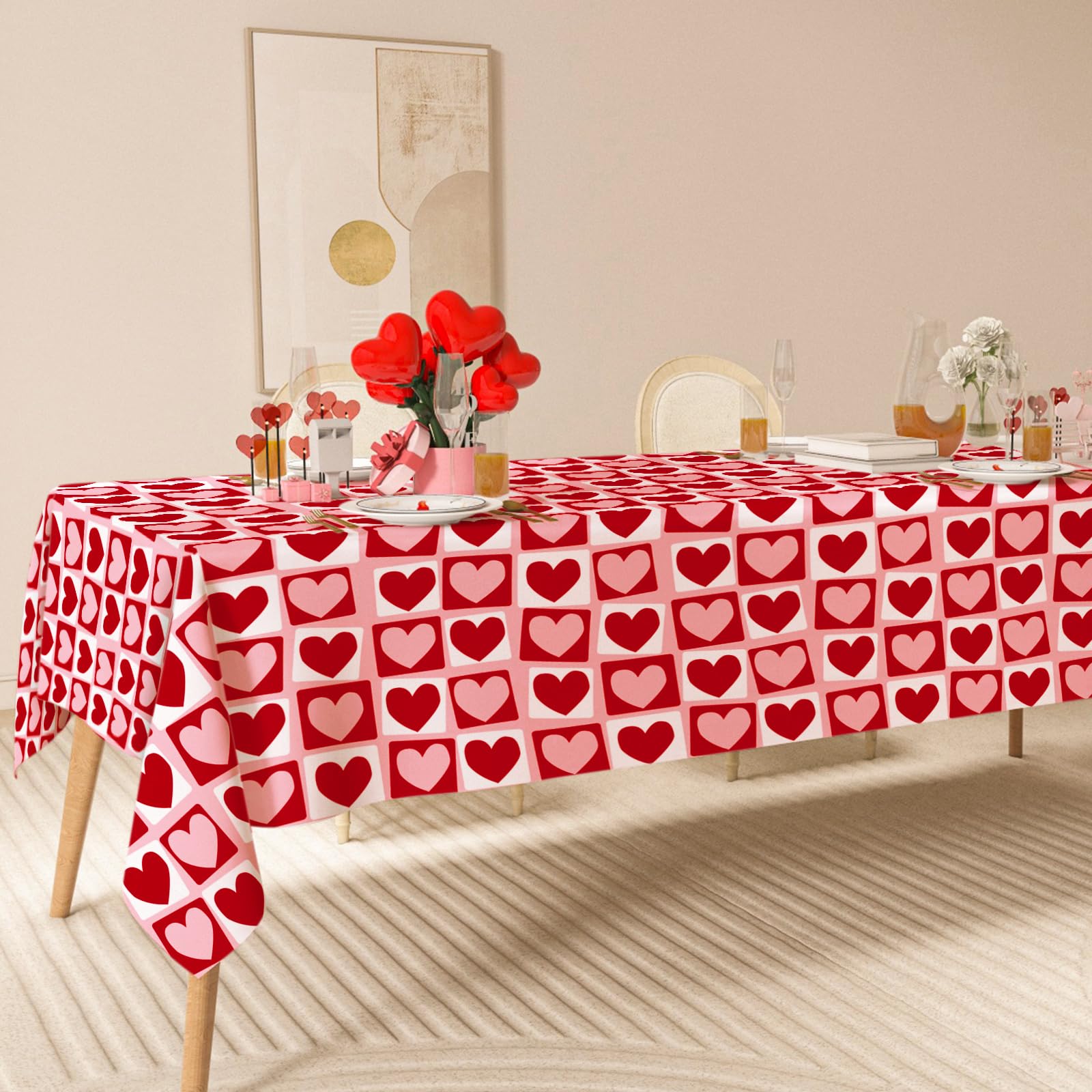 Mantel valentines-tablecloth tamaño 60x104 pulgadas para mesas grandes.