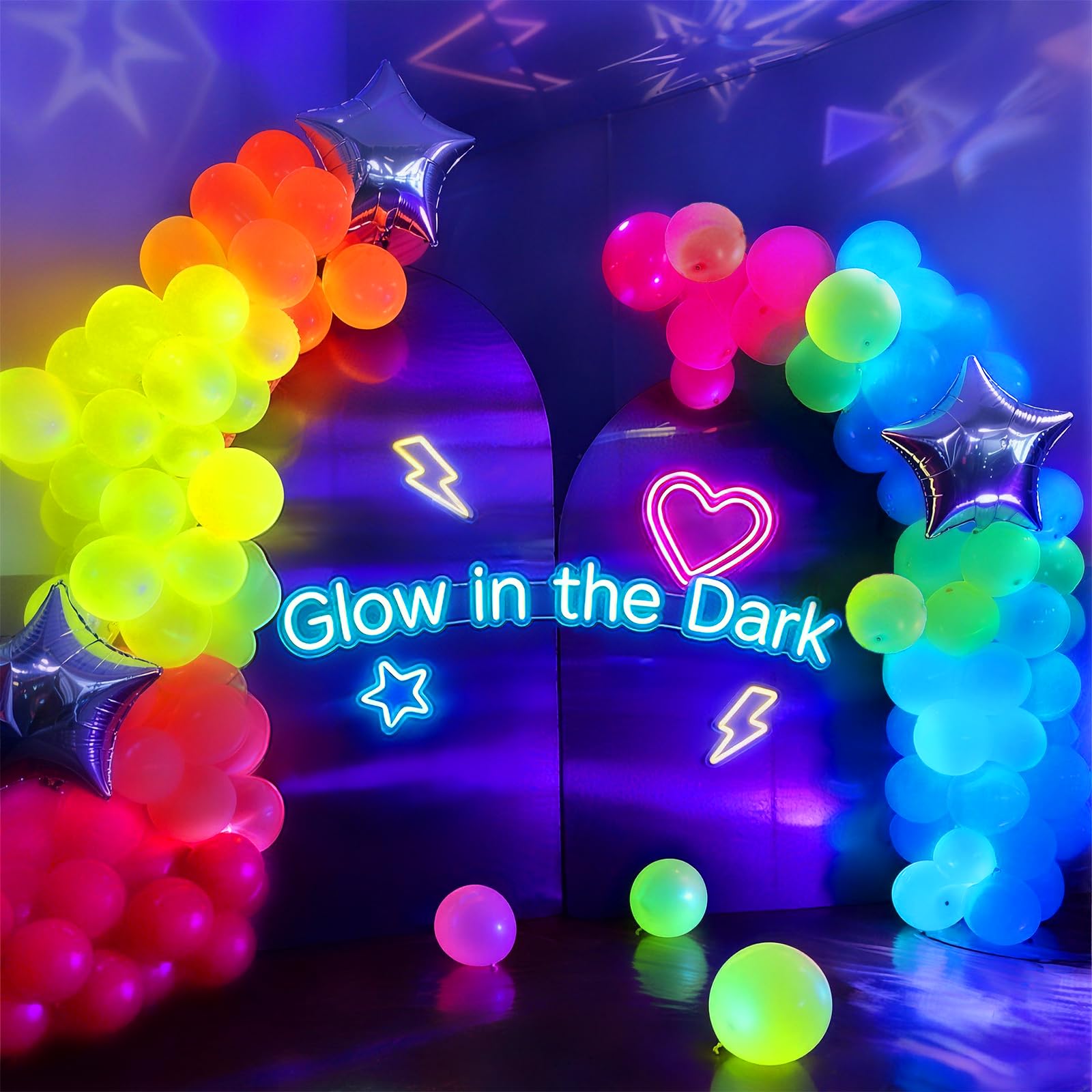Globos Mega-L amarillo neón para iluminación fluorescente y decoraciones vibrantes