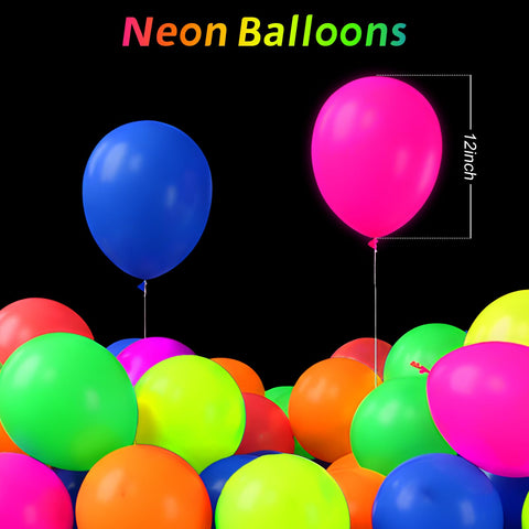 Globos Mega-L rojo neón para eventos nocturnos con luz ultravioleta