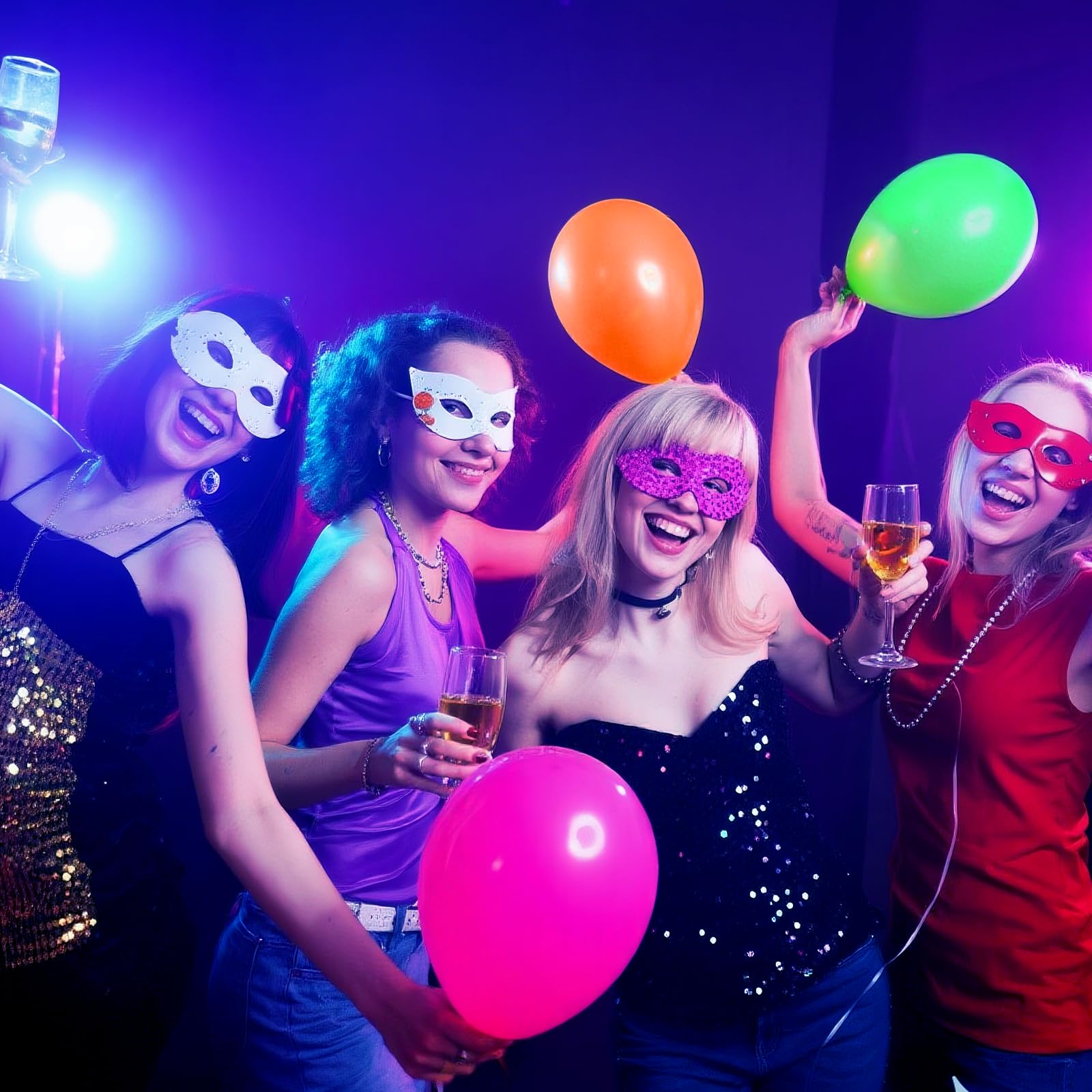 Globos Mega-L verde neón para fiestas con luz ultravioleta