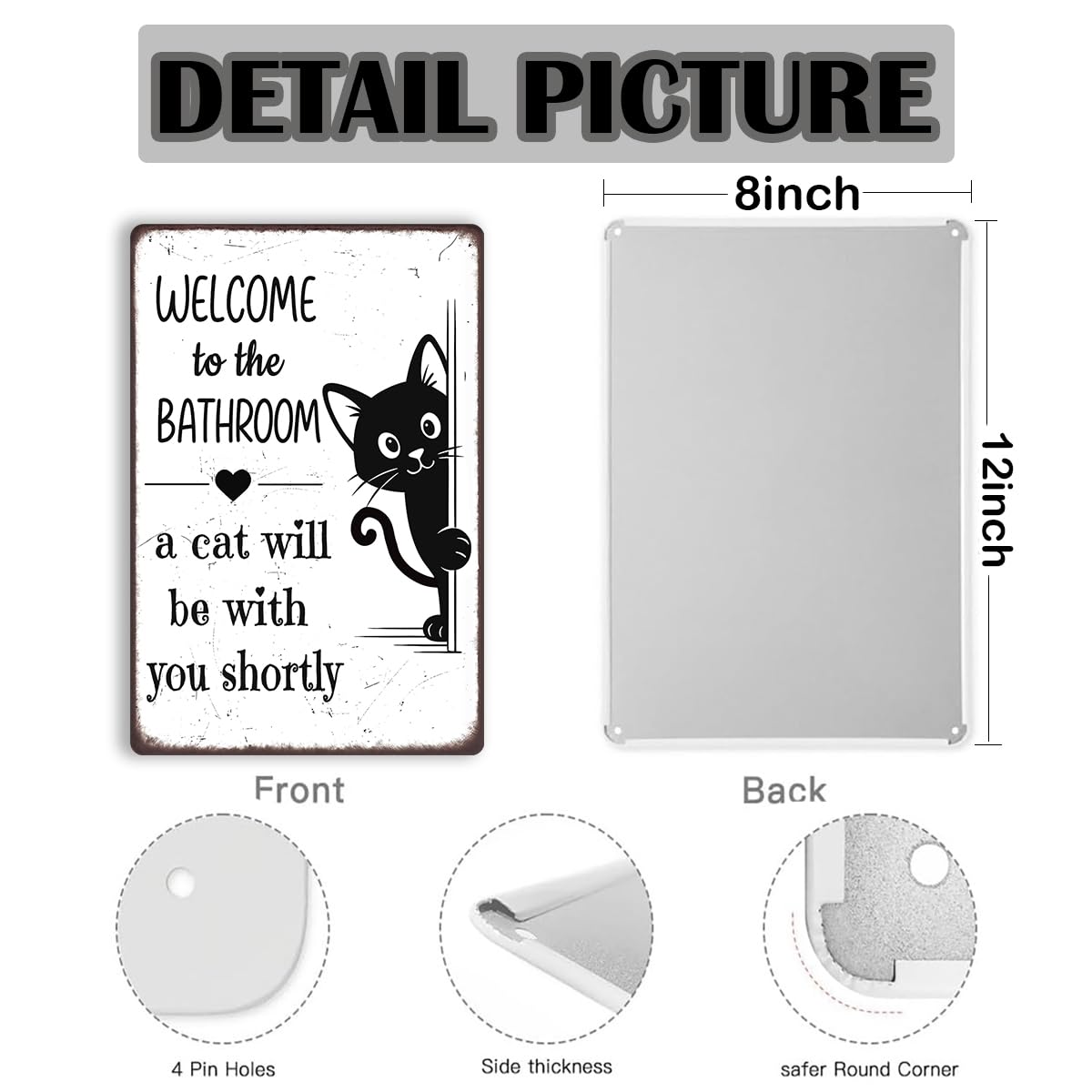 MEIZIJI colgante de metal para baño con gato, instalación sencilla.