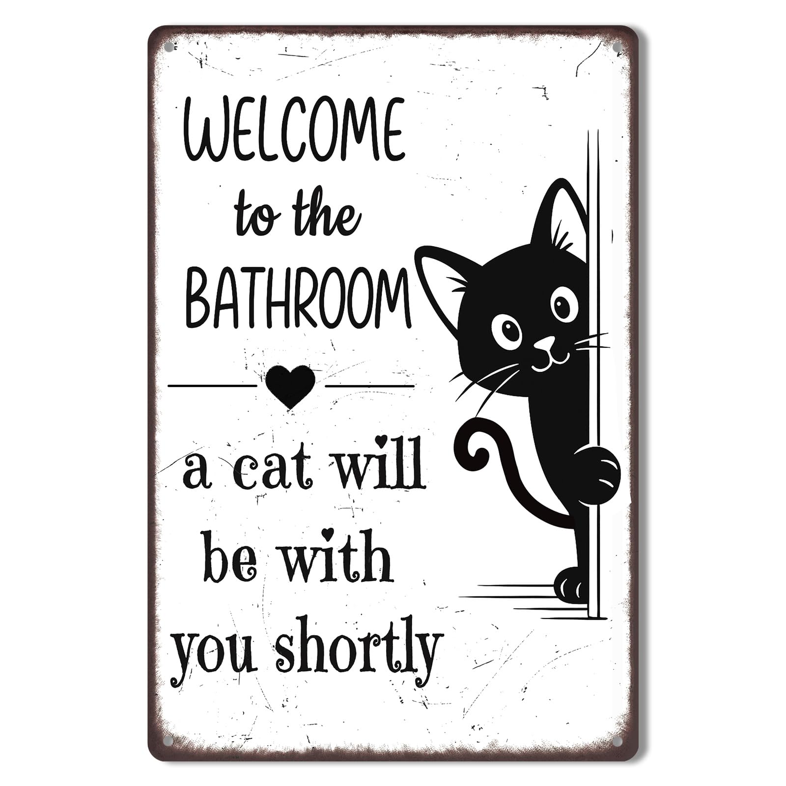 MEIZIJI letrero de metal con gato negro para baño, decorativo y duradero.