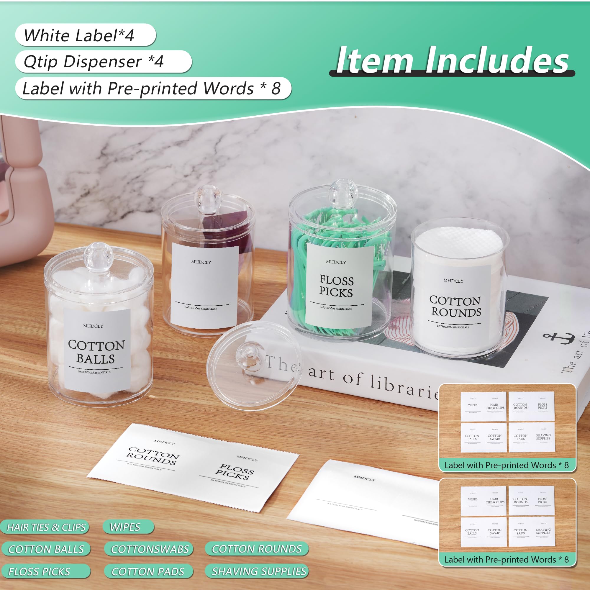 Etiquetas blancas lisas MHDCLY para personalizar almacenamiento.