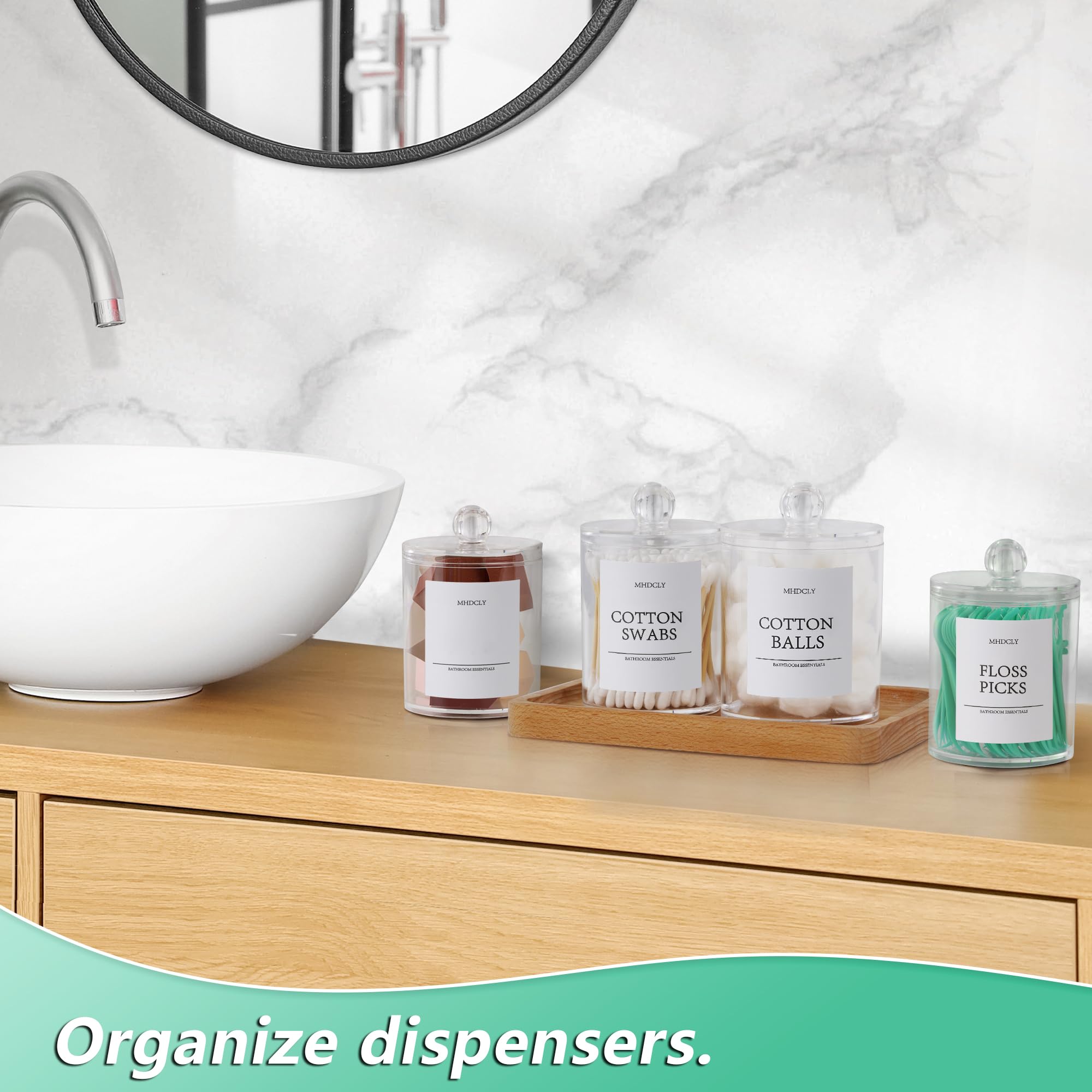 Jarras de baño transparentes MHDCLY con tapas para almacenar pequeños objetos.