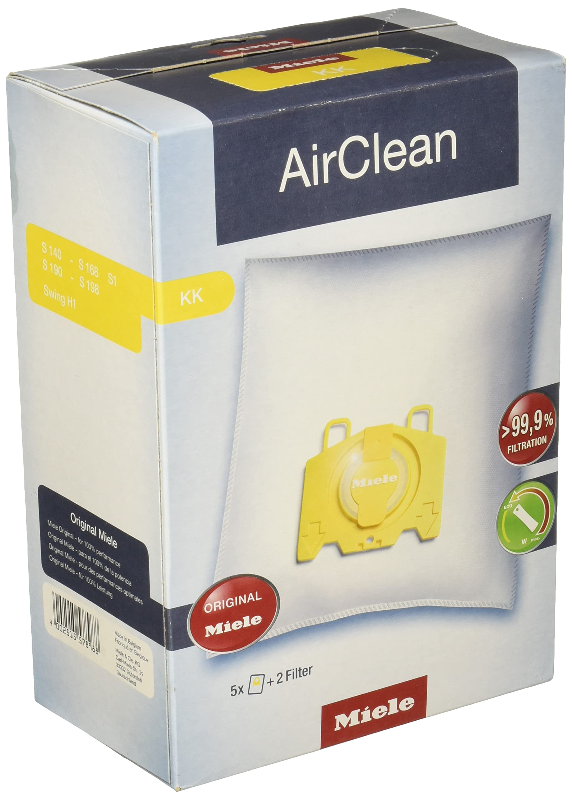 Bolsas Miele AirClean 3D, paquete de 5 y protección de motor.
