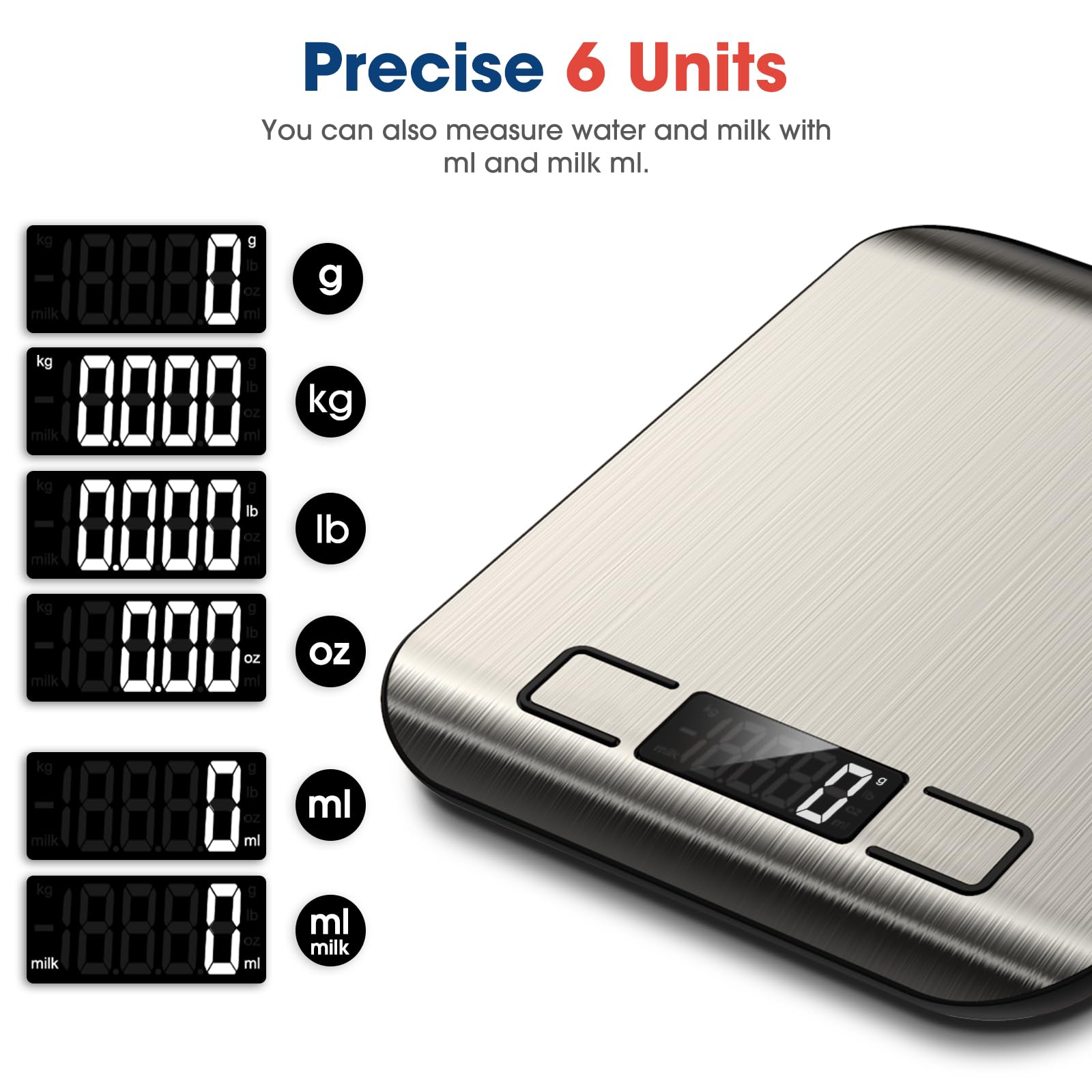 Mik-Nana balanza de cocina en acero inoxidable facilita la limpieza.