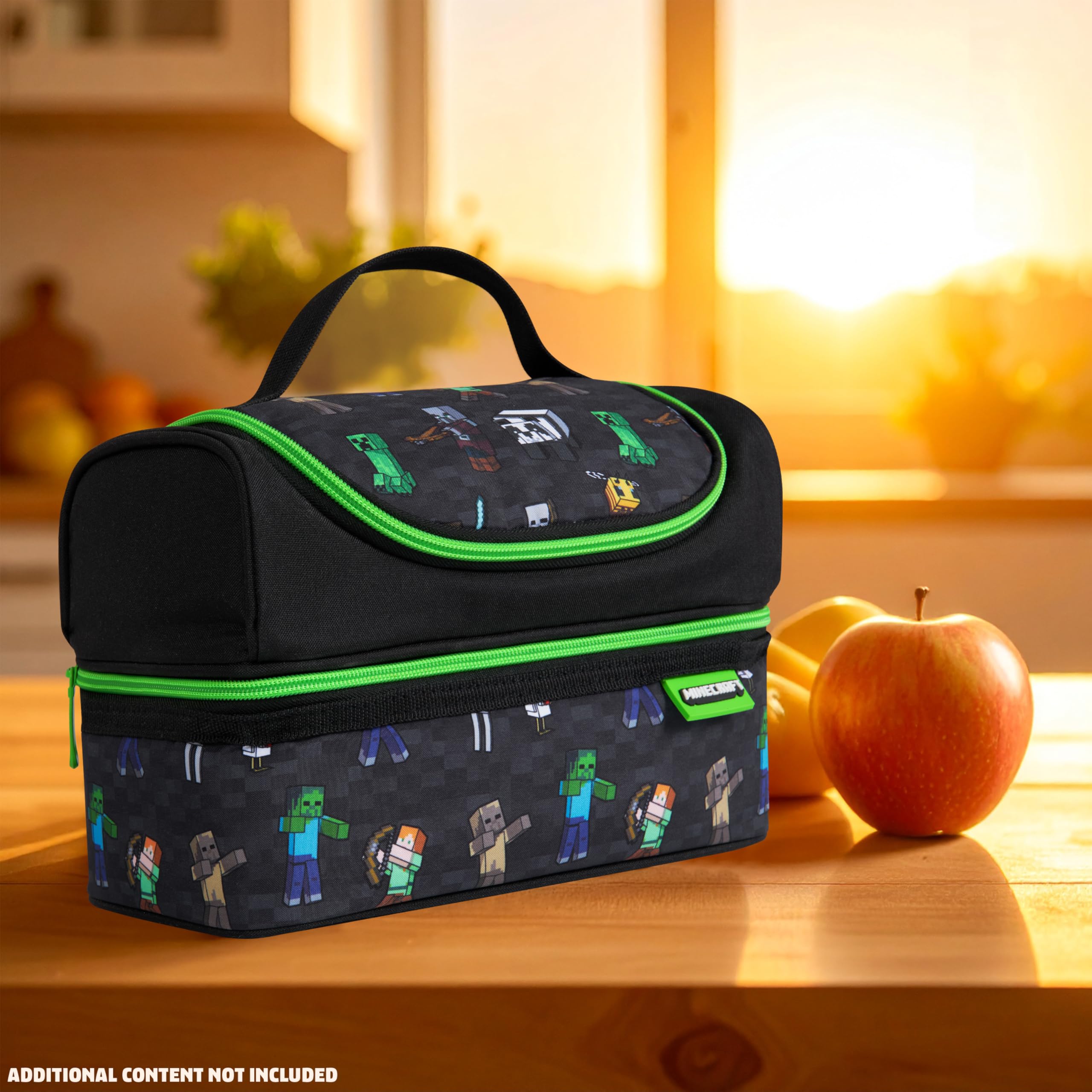 Minecraft Creeper bolsa con botella integrada, perfecta para excursiones.