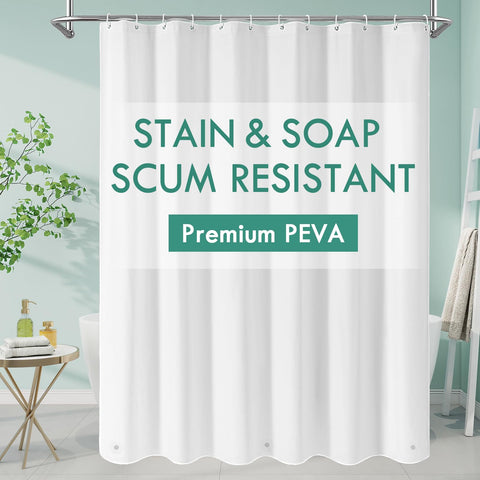 Forro de ducha MitoVilla Peva blanco con cabecera reforzada para ajuste estable.