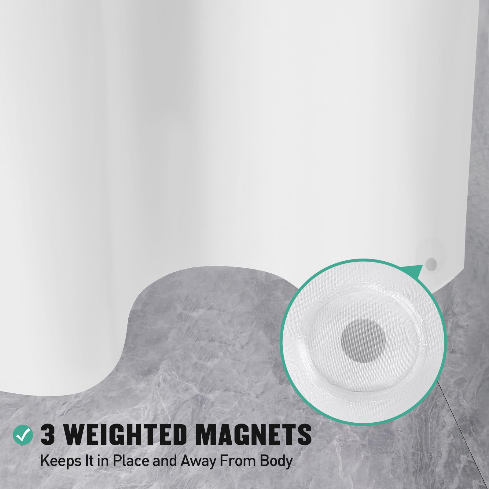 Forro de ducha moderno MitoVilla Peva blanco para baños de estilo minimalista.