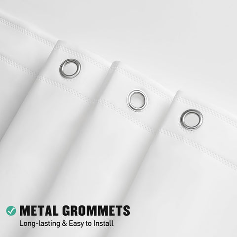 Forro de ducha MitoVilla Peva blanco con ojales metálicos anticorrosión.