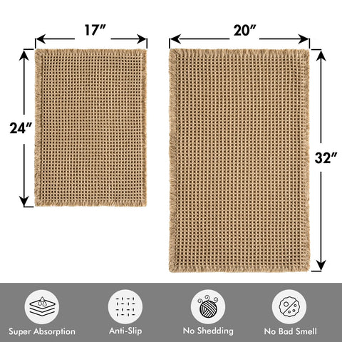 MIULEE alfombra de baño waffle 17x24, antideslizante.