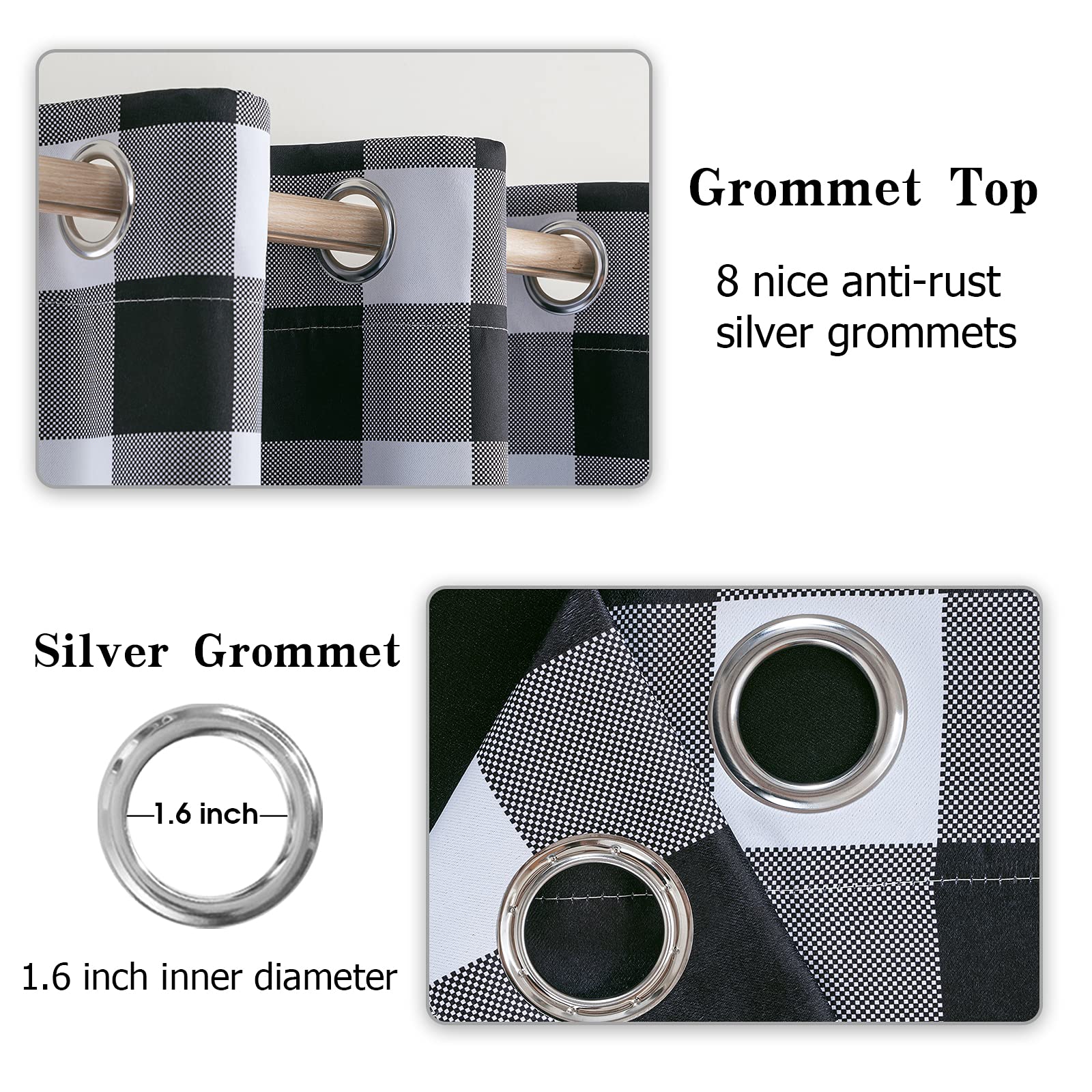 MIULEE cortinas opacas con patrón a cuadros para sala y dormitorio