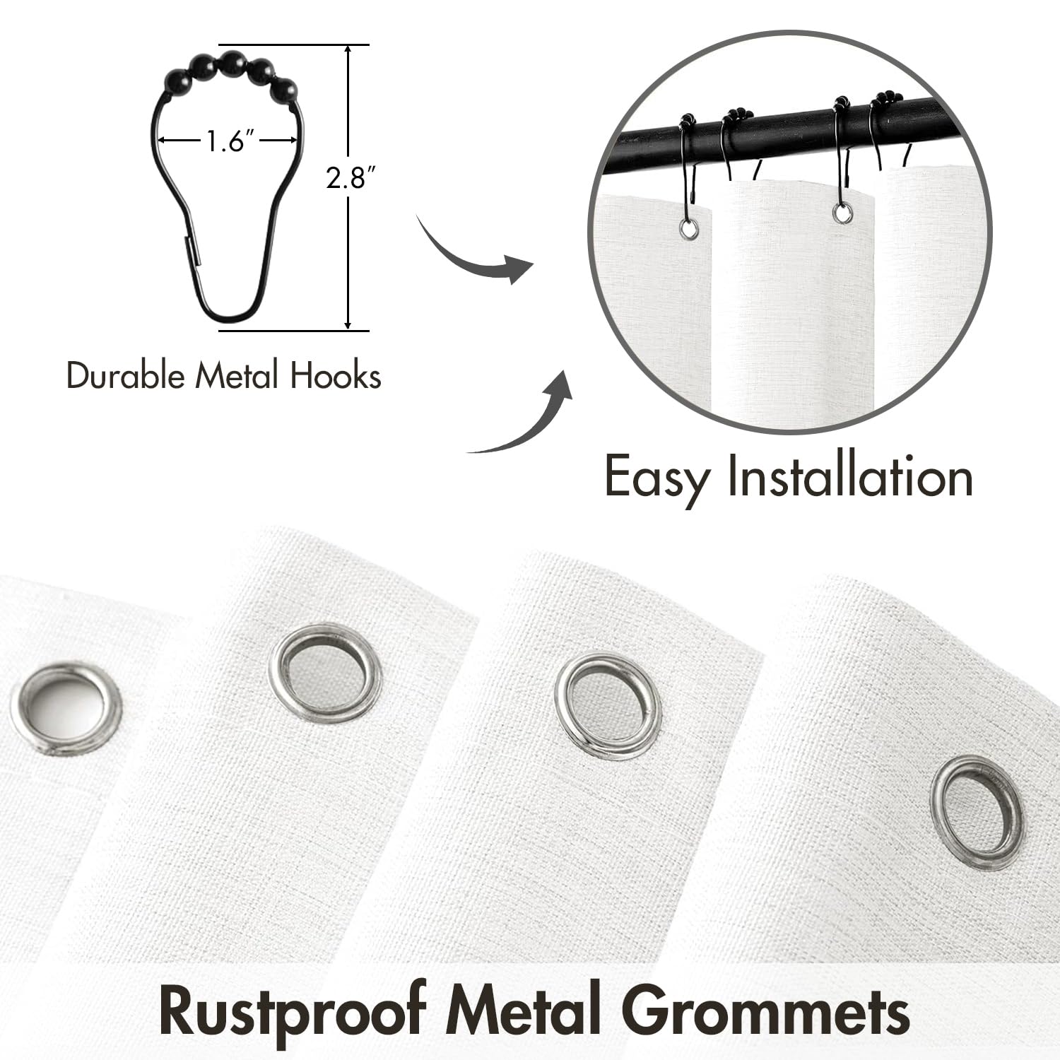 Cortina MIULEE de lino blanco con textura natural para un ambiente sereno.
