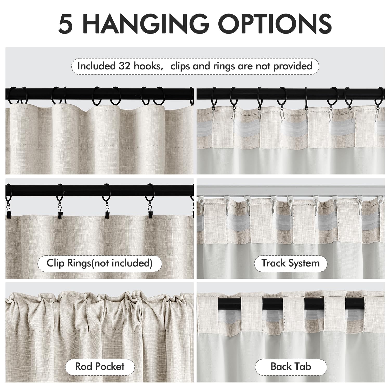 Accesorios MIULEE incluidos para montaje fácil con ganchos.