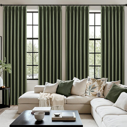 Cortinas MIULEE oliva verde drape elegante con siete pliegues permanentes