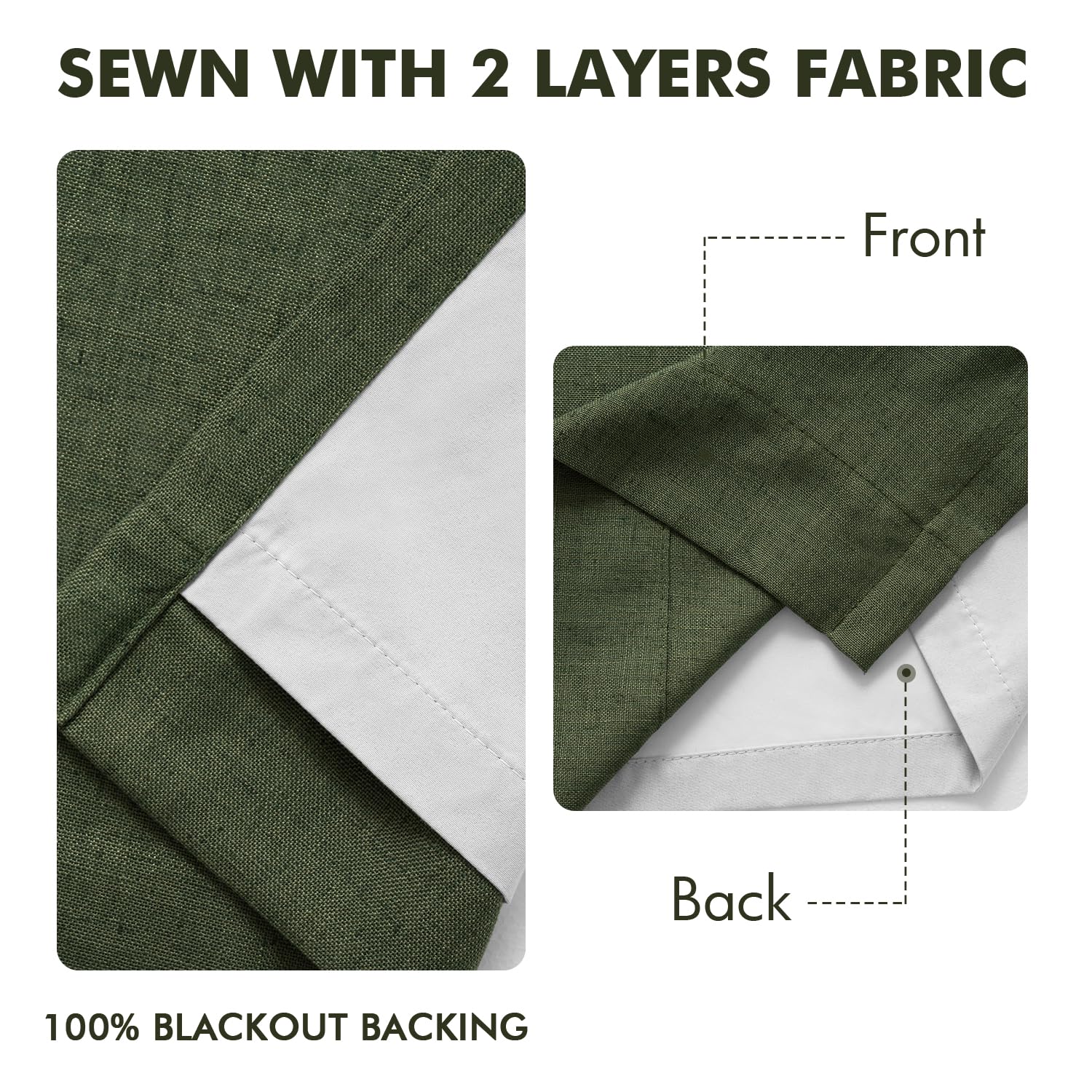 Cortinas MIULEE oliva verde mejora privacidad y crea ambiente sereno