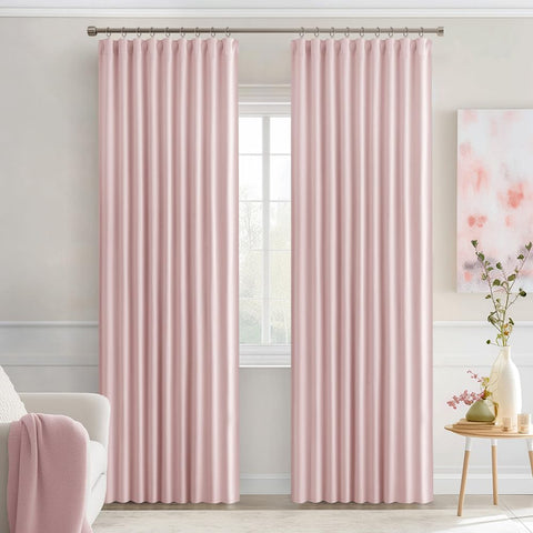 Cortinas opacas MIULEE rosa bebé, aptas para lavado a máquina y mantenimiento sencillo.