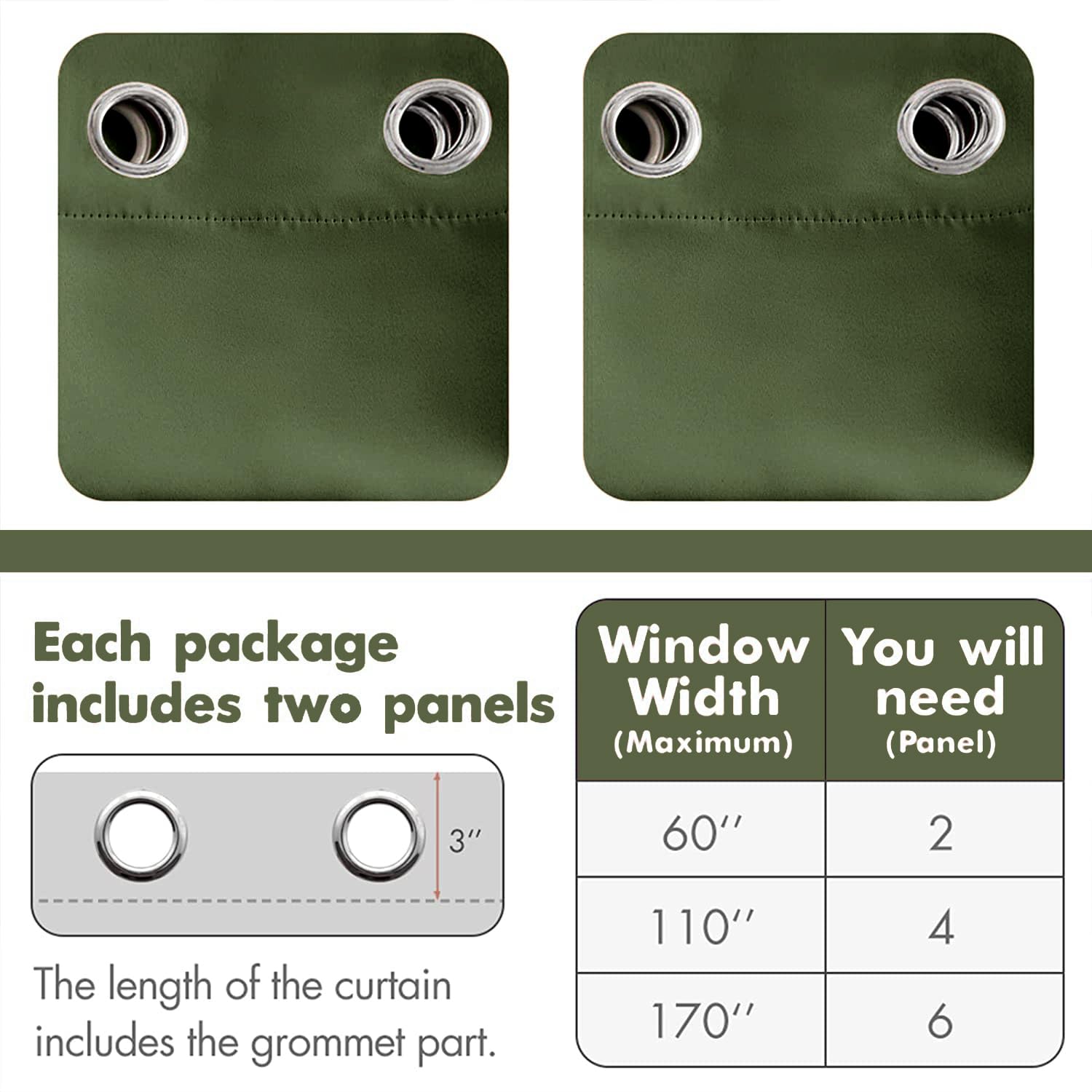 Protección de muebles frente a la luz con cortinas MIULEE verde oliva