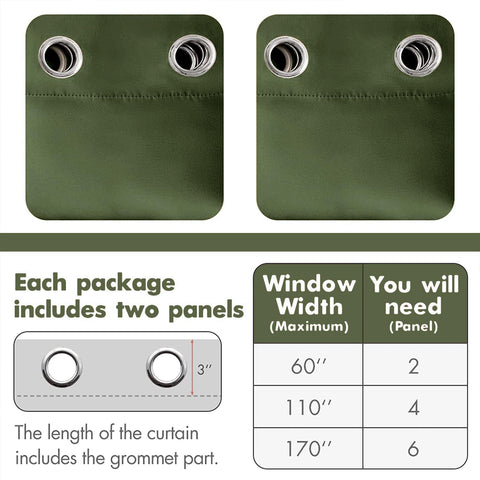 Protección de muebles frente a la luz con cortinas MIULEE verde oliva