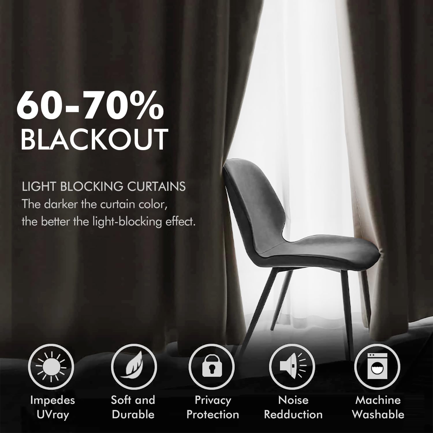 Efecto iluminación suave; MIULEE beige crea ambiente cálido.