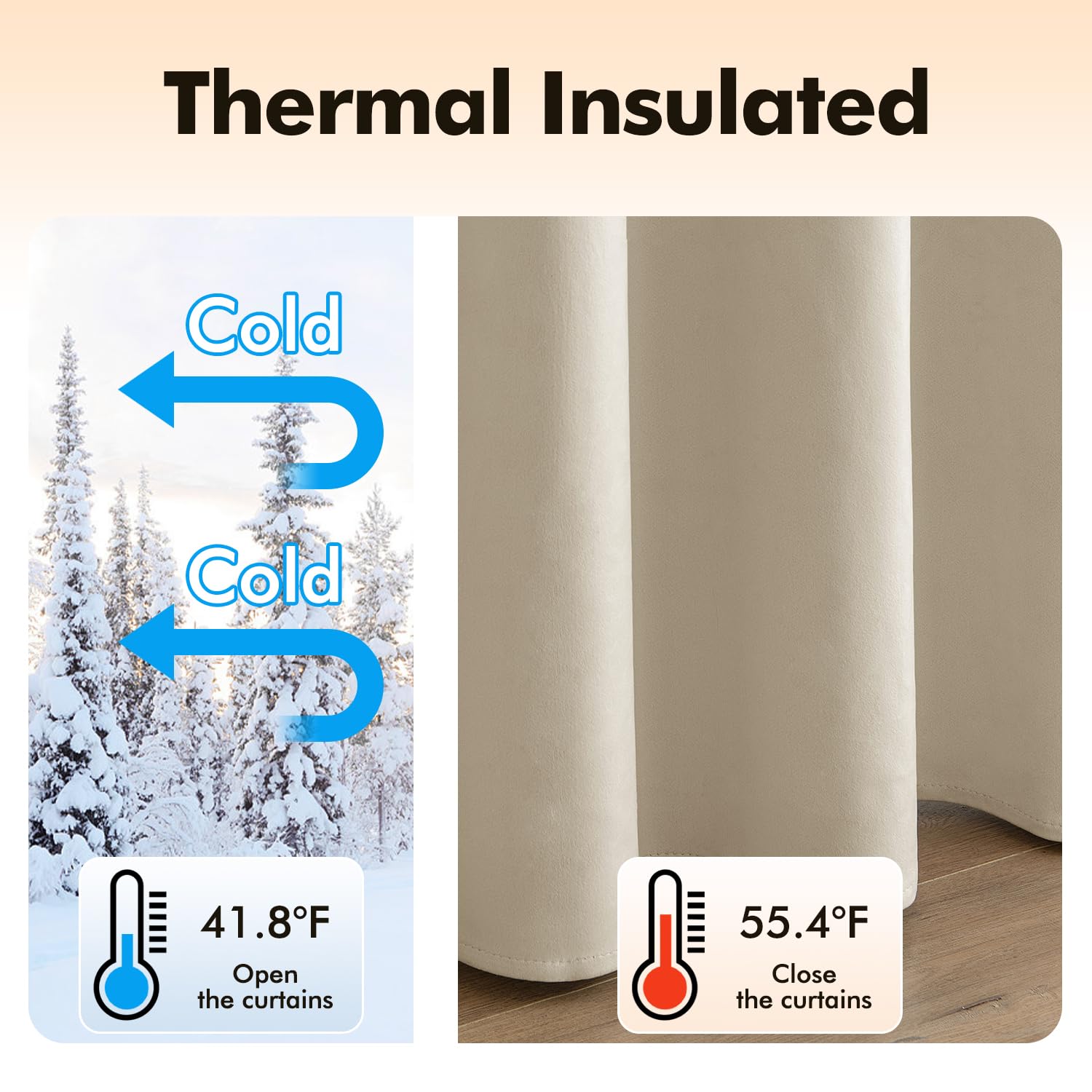 Salón decorado con cortinas MIULEE beige, ambiente elegante.