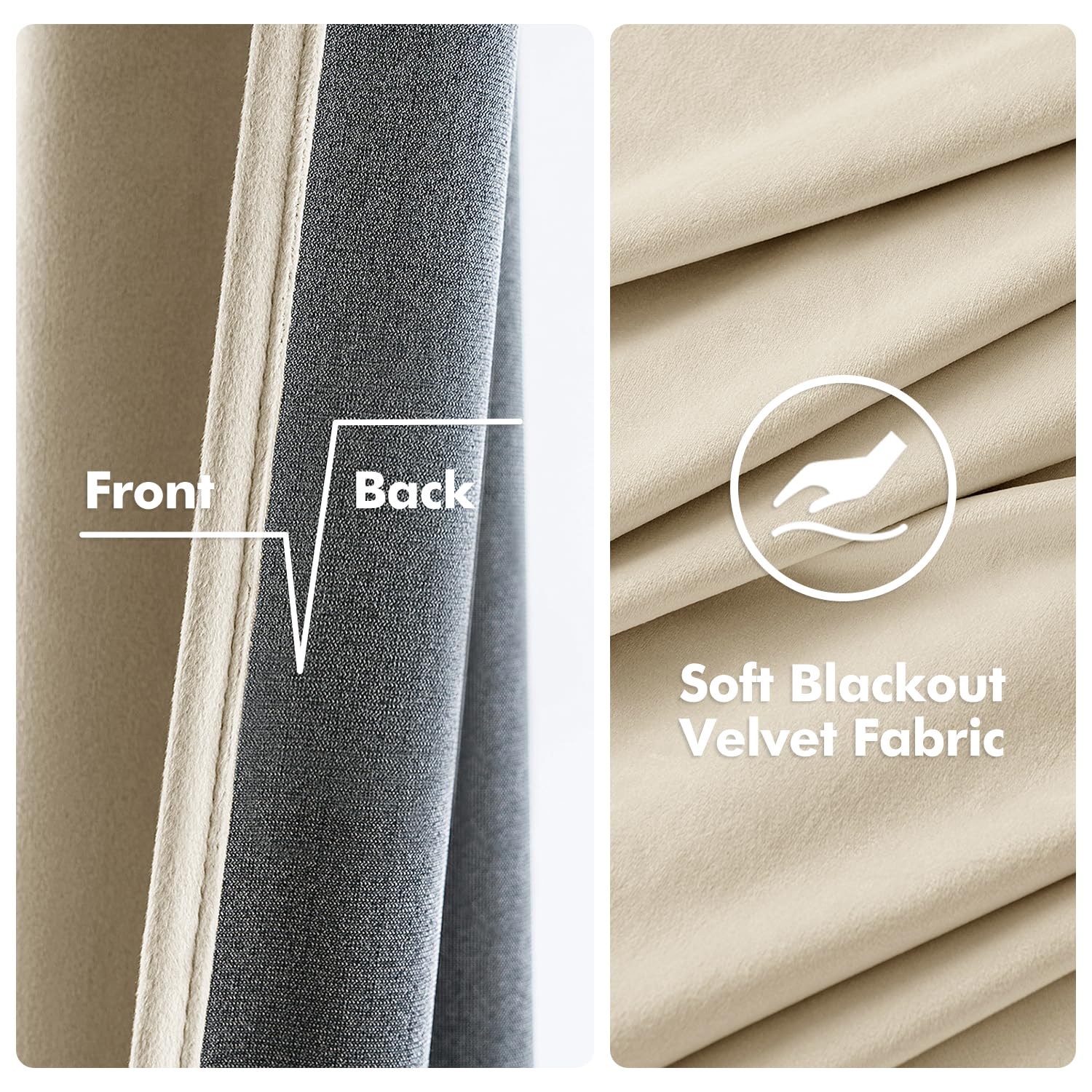 Textura suave MIULEE beige, sensación lujosa al tacto.