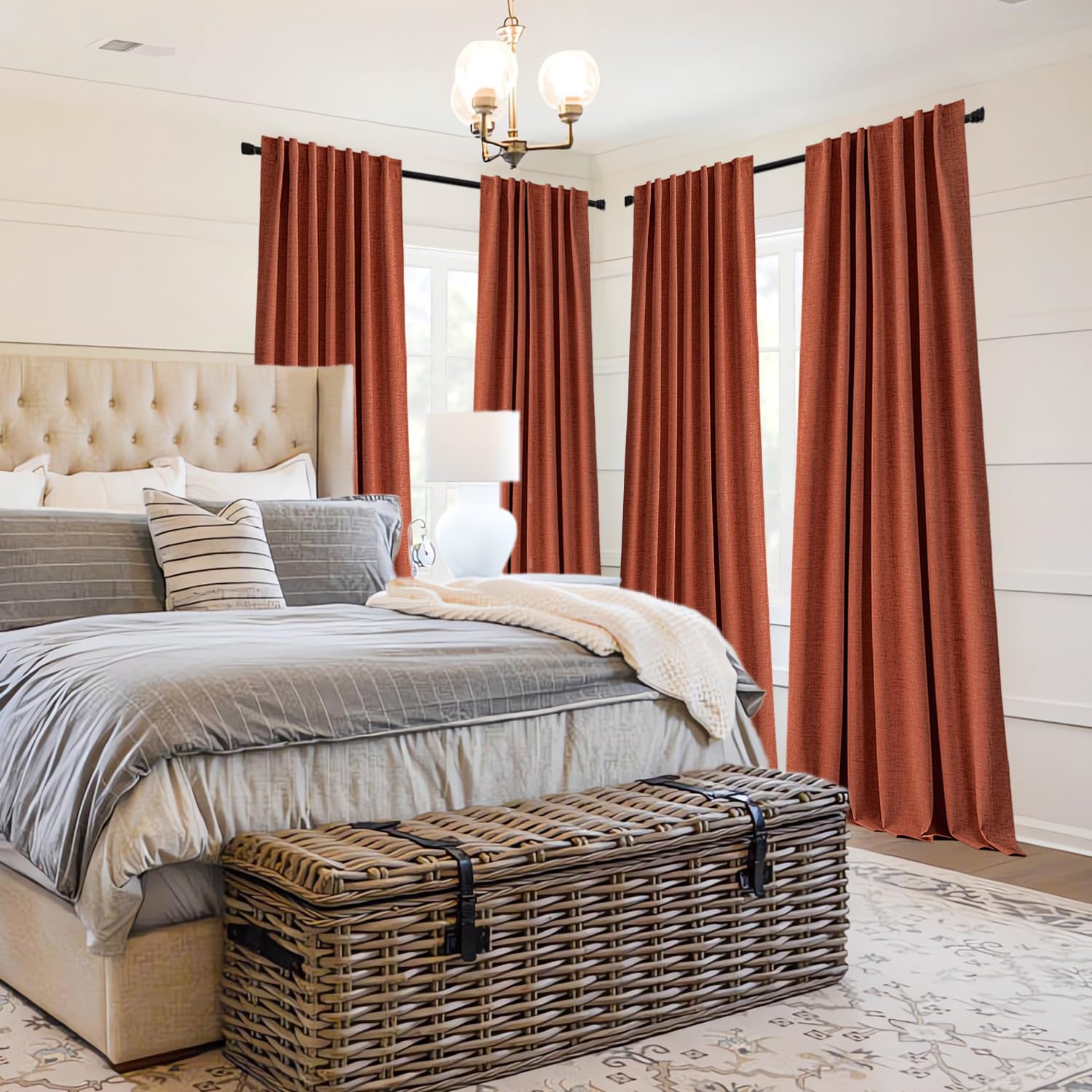 MIULEE Cortinas Terracotta con diseño 2-en-1 para flexibilidad de montaje