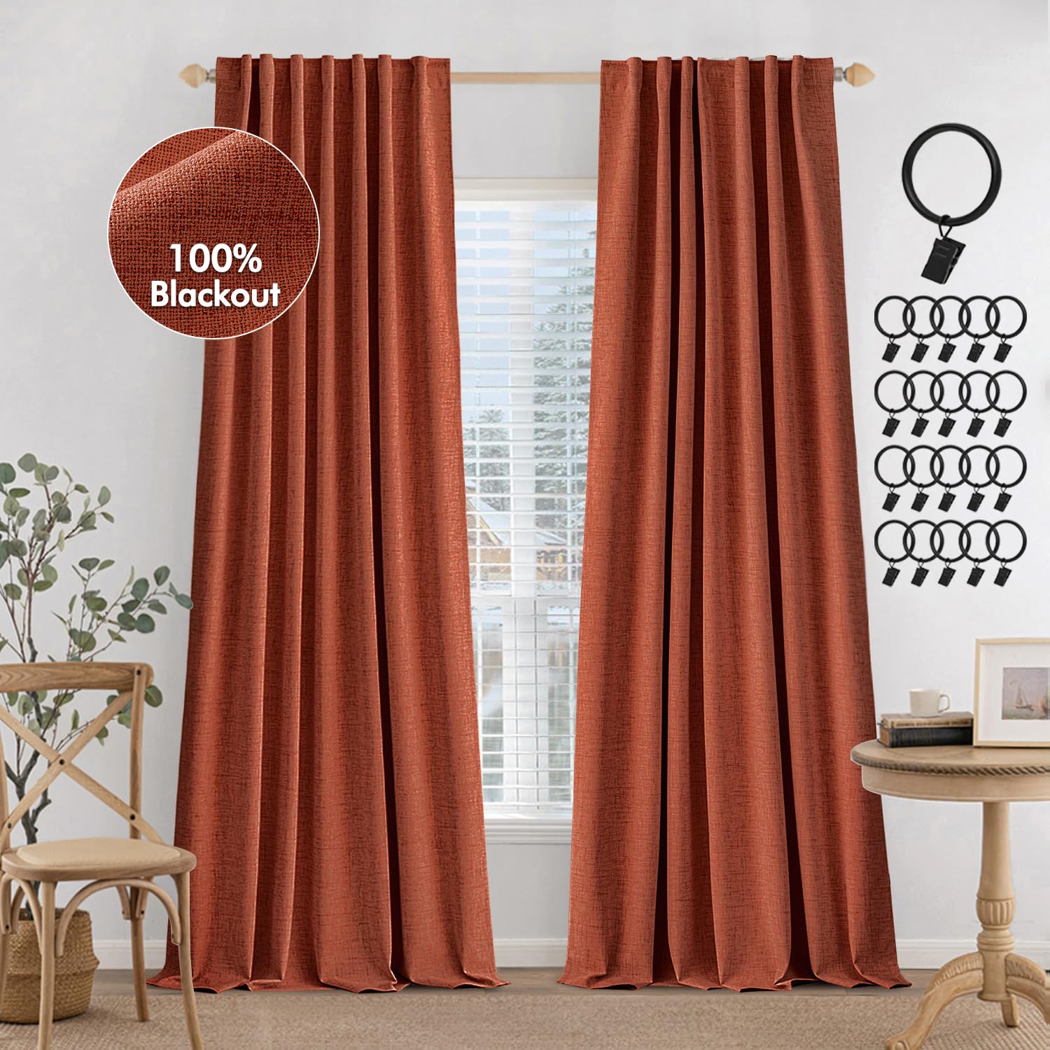 MIULEE Cortinas Terracotta opacas para dormitorio oscuro y privacidad