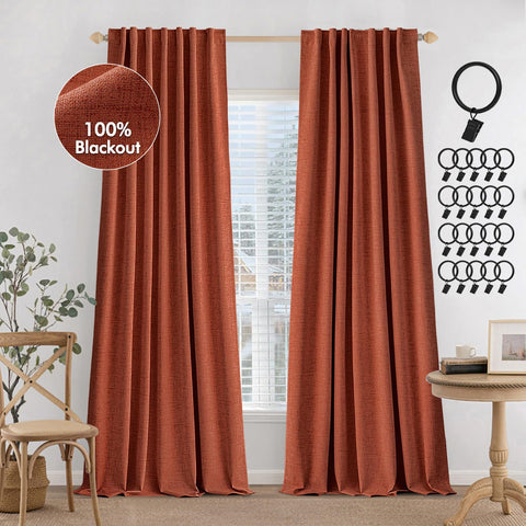 MIULEE Cortinas Terracotta opacas para dormitorio oscuro y privacidad
