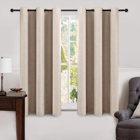 Cortinas MIULEE con textura de lino beige natural para sala cálida y elegante