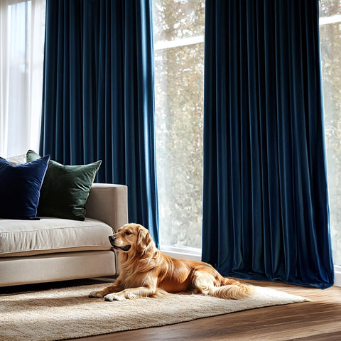 Cortinas MIULEE azul marino, lavado a máquina en agua fría para mayor conveniencia.