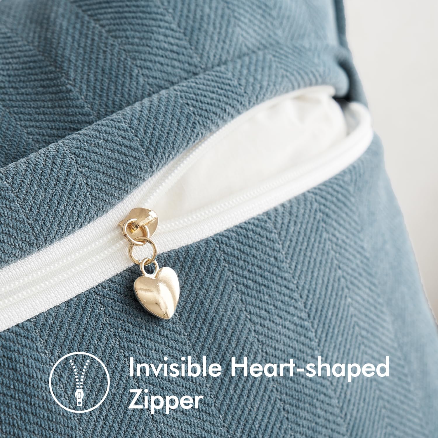 MIULEE funda cojín chenilla, cierre oculto en forma de corazón mejora seguridad.