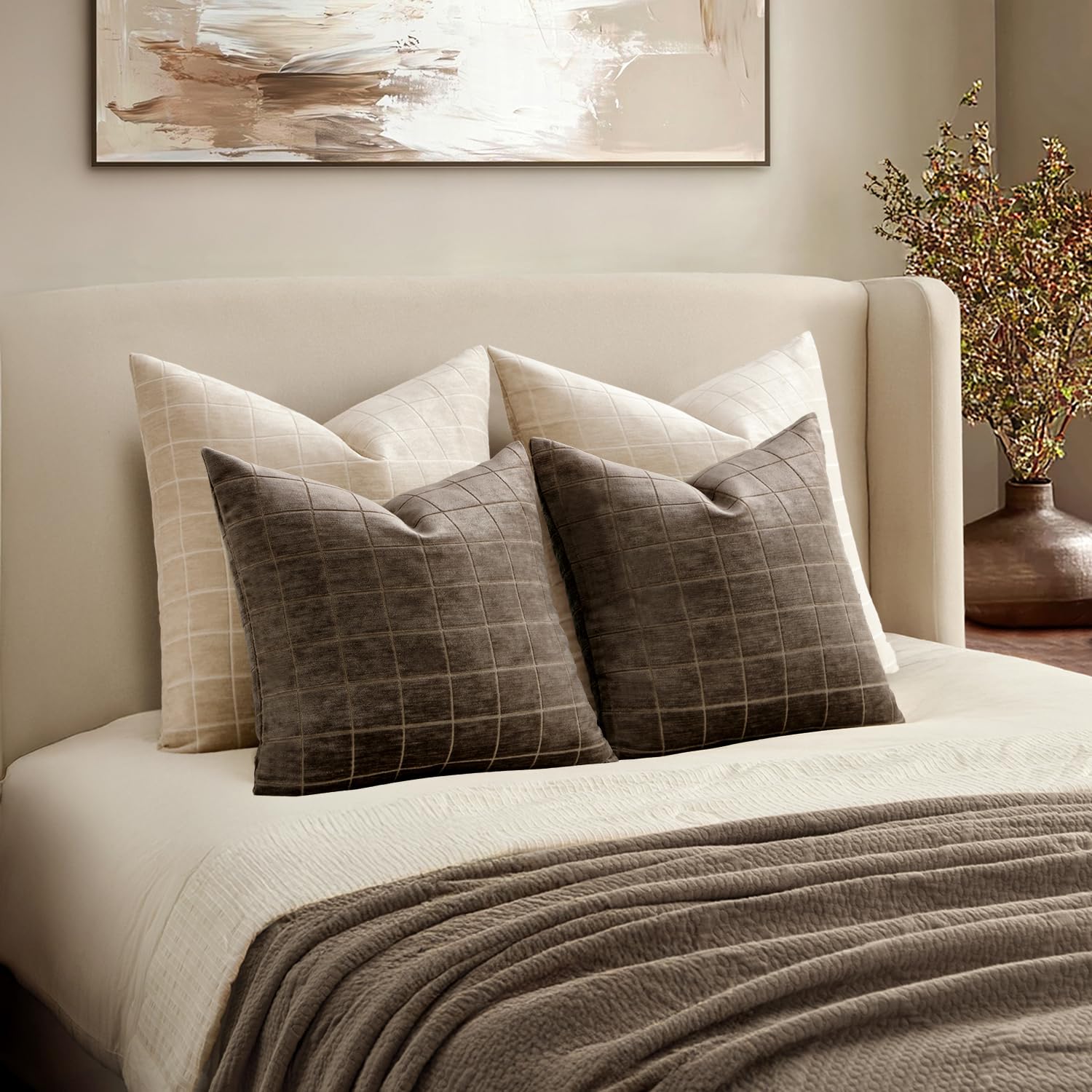 Cojín estilo rústico bohemio con funda MIULEE para salón.