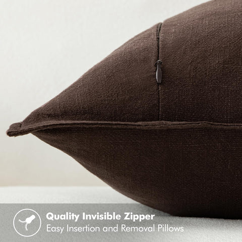 MIULEE funda cojin lino 24x24 borde-flange para estilo boho.