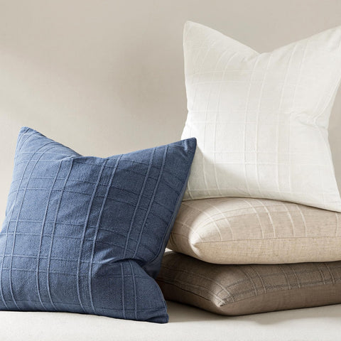 MIULEE funda-cojin 18x18 azul con cuadros, versátil para sala.
