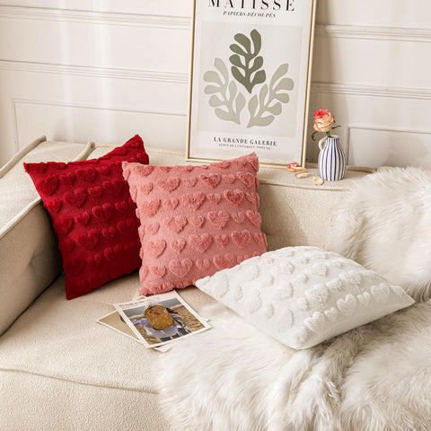 MIULEE funda-cojin pelo sintético rojo, sensación cálida para sofá o cama