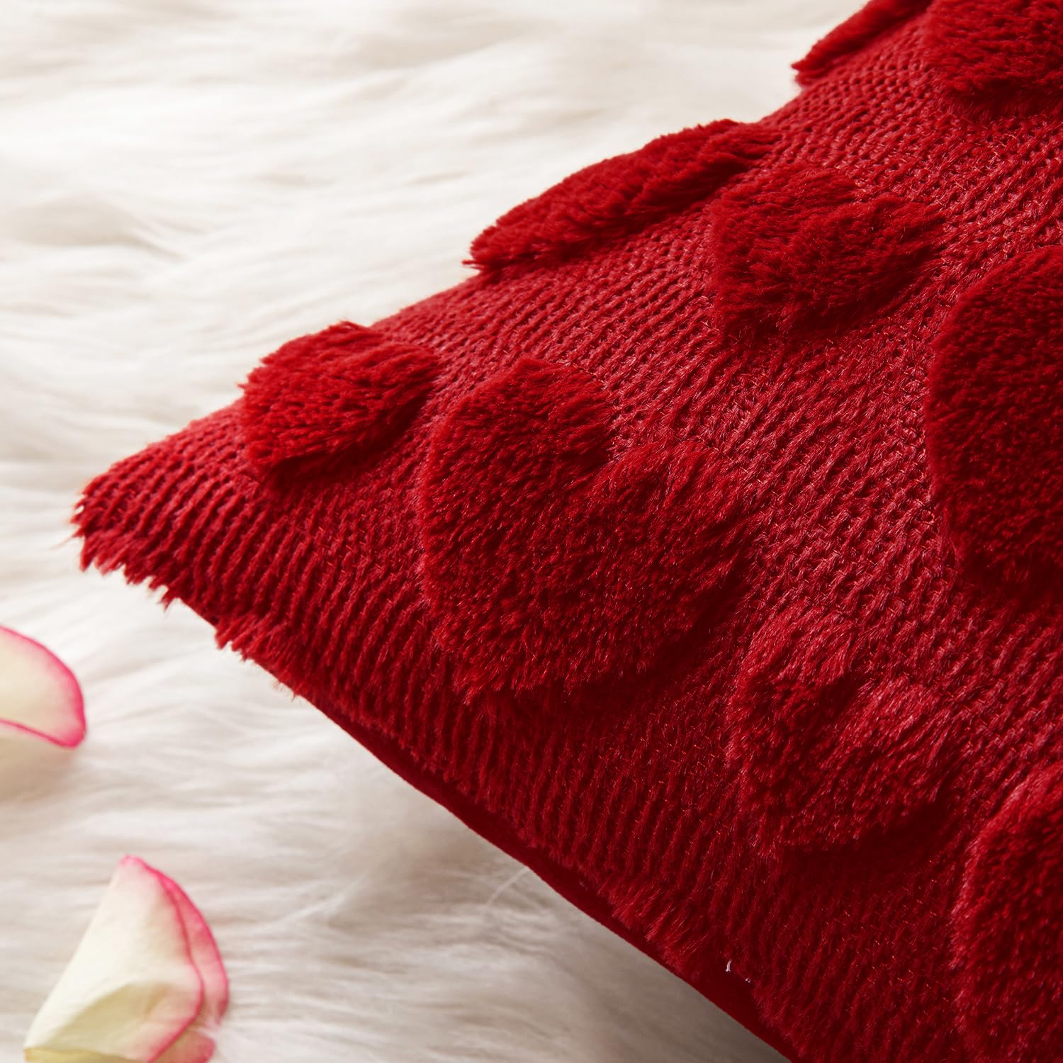 MIULEE funda-cojin peluche rojo valentines, tacto suave para sofá